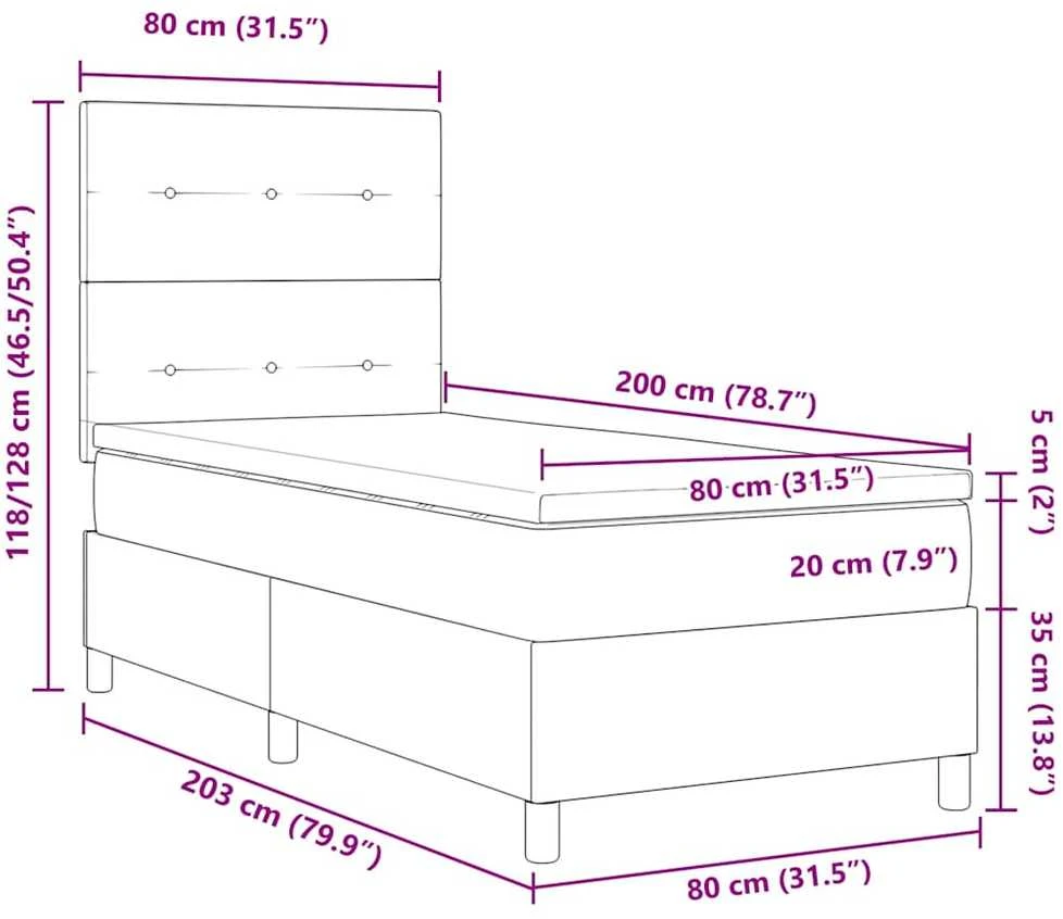 Kiemas lova su galvūgalio Šviesiai pilka 80 x 200 cm audinys