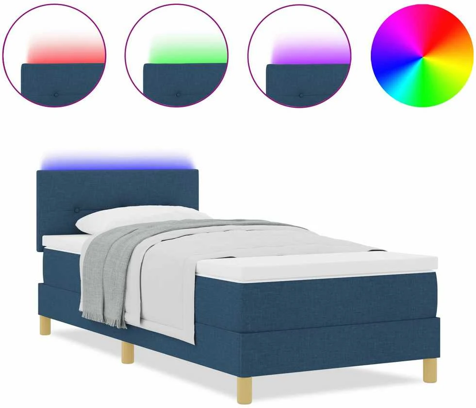 LED Čiužinio Lova su galvūgalio Mėlyna 100 x 200 cm audinys