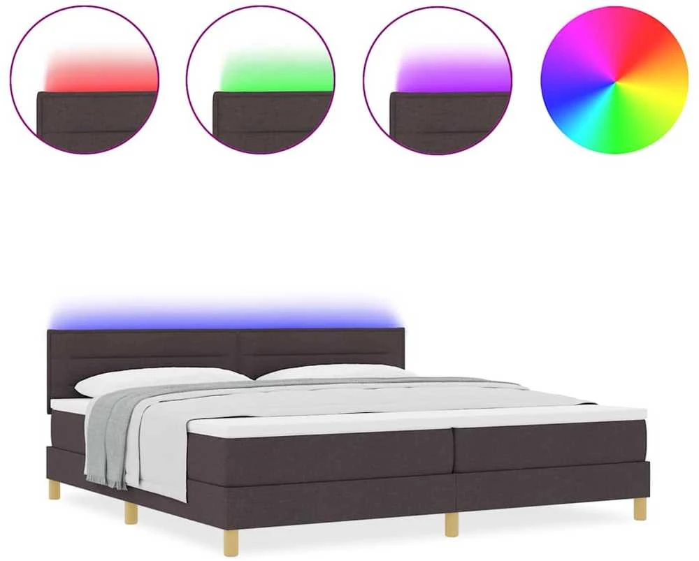 LED Čiužinio Lova Tamsiai rudas 200 x 200 cm audinys