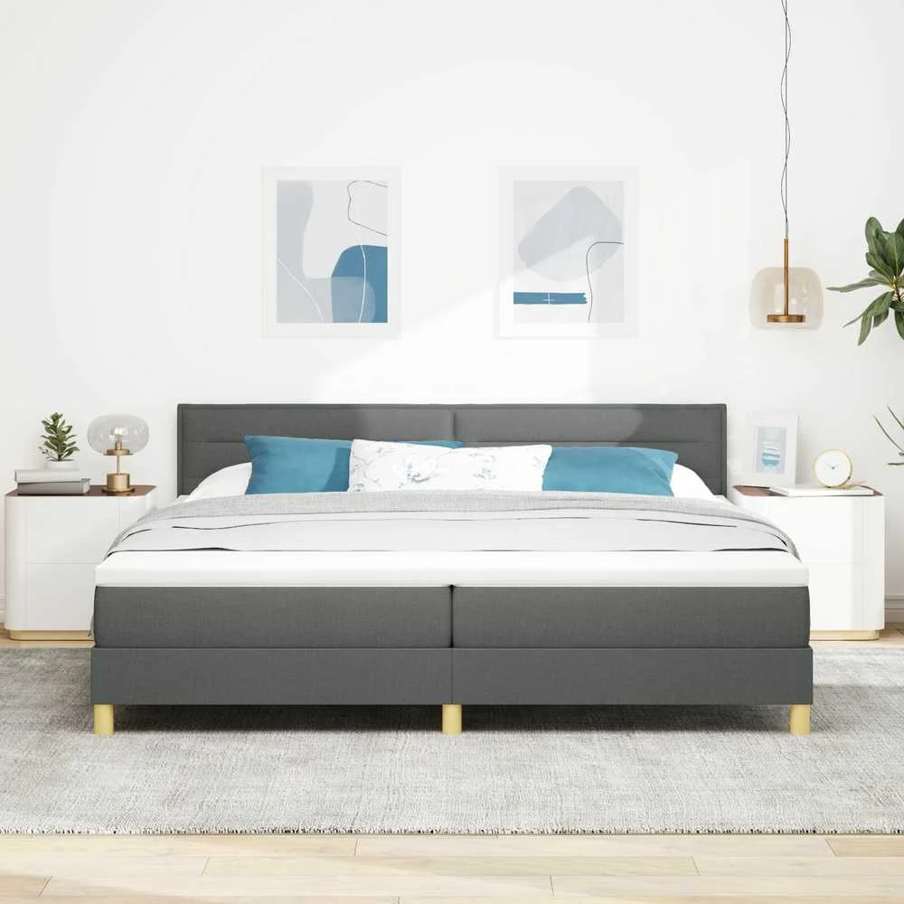 Kiemas lova su pagalve Tamsiai pilka 200 x 200 cm audinys