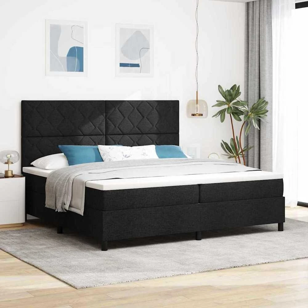 Kiemas lova su galvūgalio Juoda 200 x 200 cm audinys