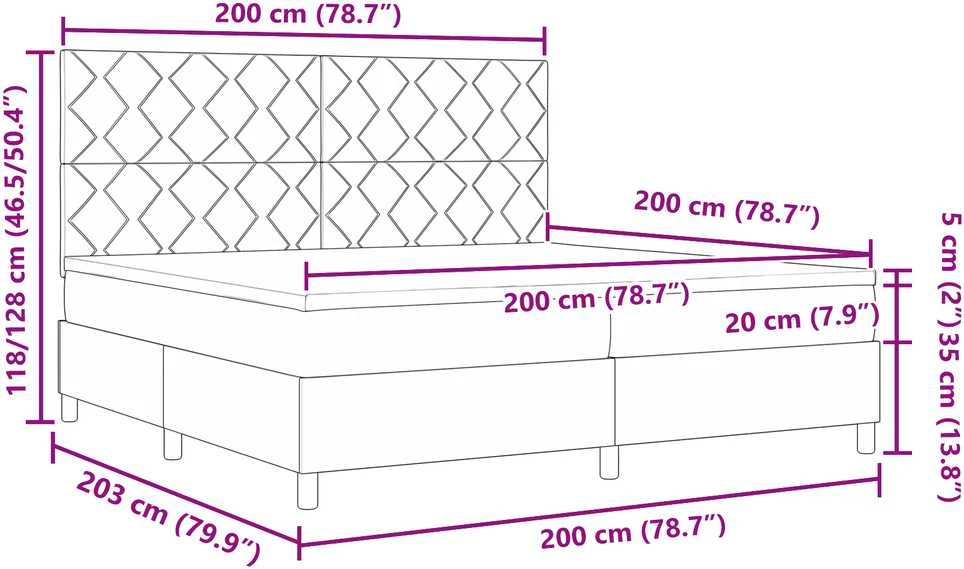 Kiemas lova su galvūgalio Juoda 200 x 200 cm audinys