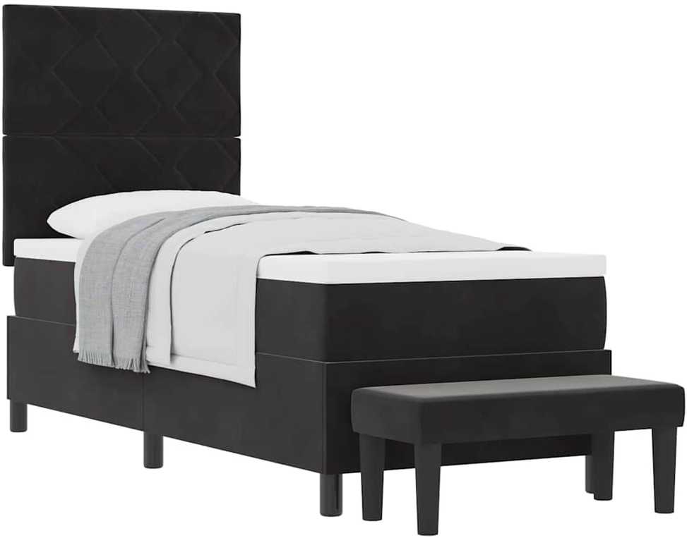 Kiemas lova su galvūgalio Juoda 200 x 80 cm Aksomas