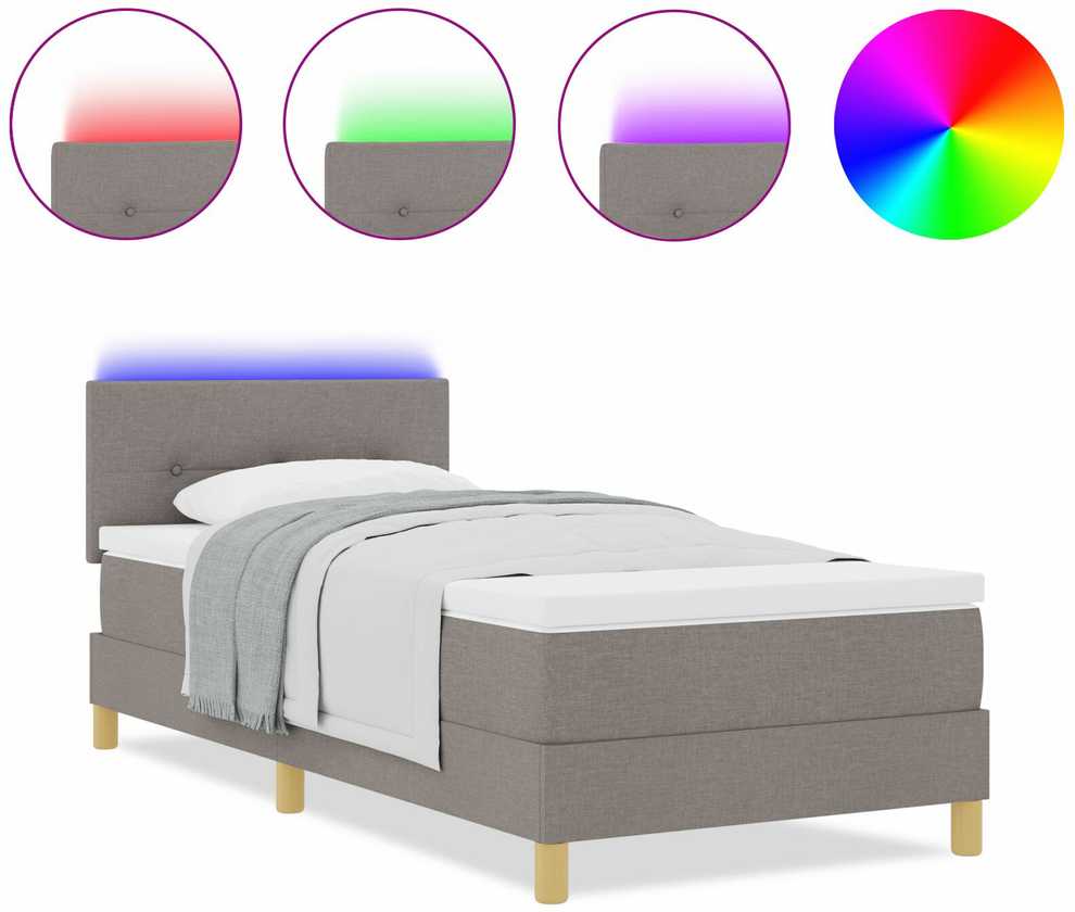 LED Čiužinio Lova su galvūgalio Taupe 100 x 200 cm audinys
