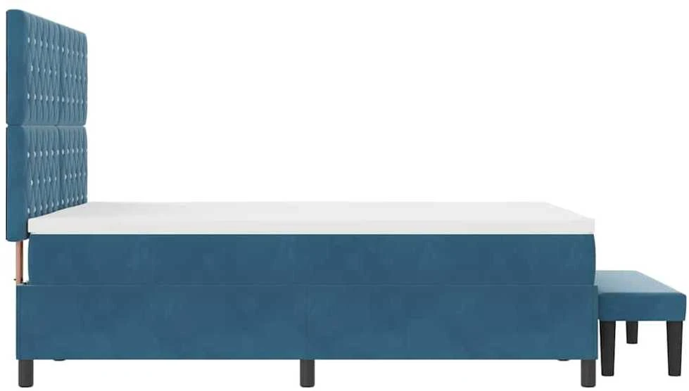 Kiemas lova su pagalve Tamsi mėlyna 200 x 140 cm Aksomas