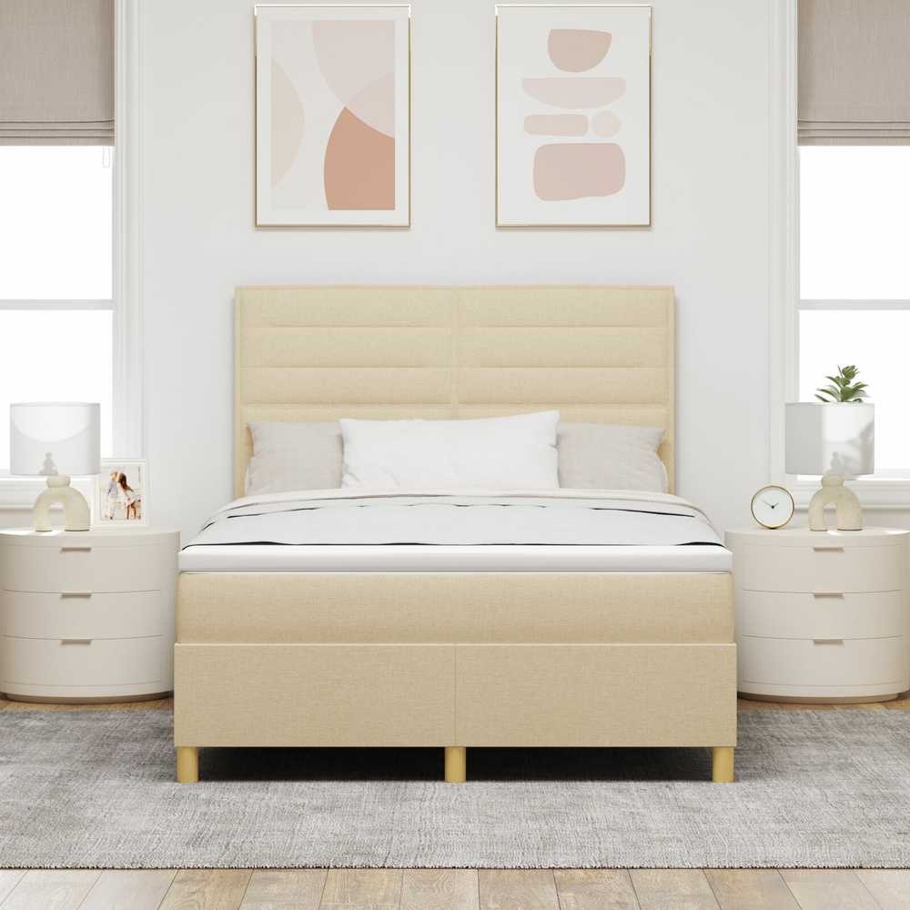 Kiemas lova su čiužiniu Kreminė 160 x 200 cm audinys