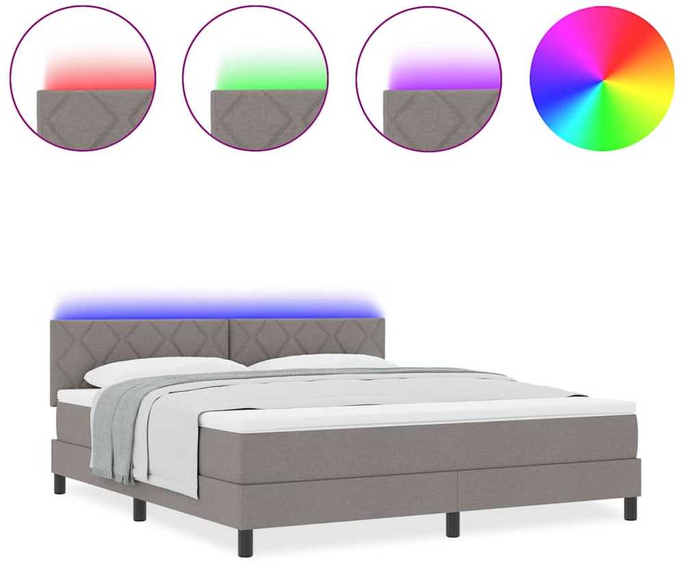Kiemas lova su LED juostelėmis Tortora 180 x 200 cm audinys