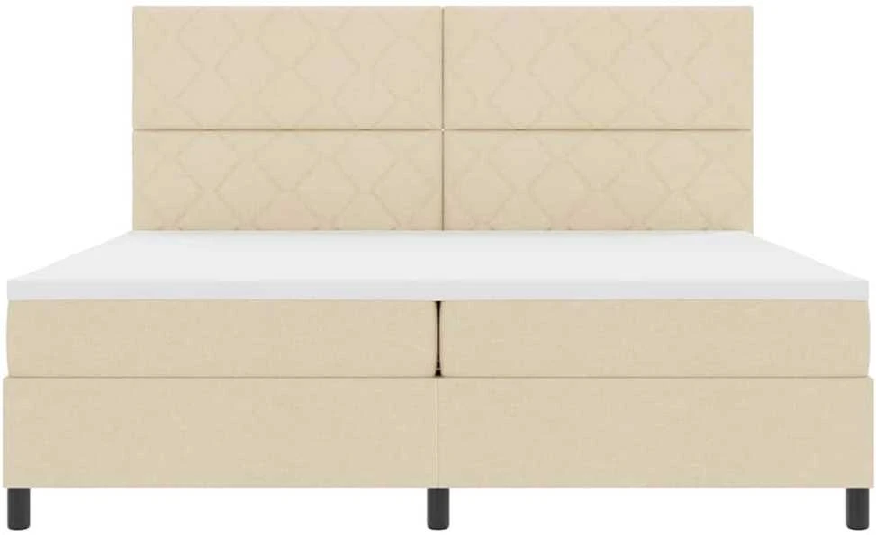 Kiemas lova su LED juostelėmis Kreminė 200 x 200 cm audinys