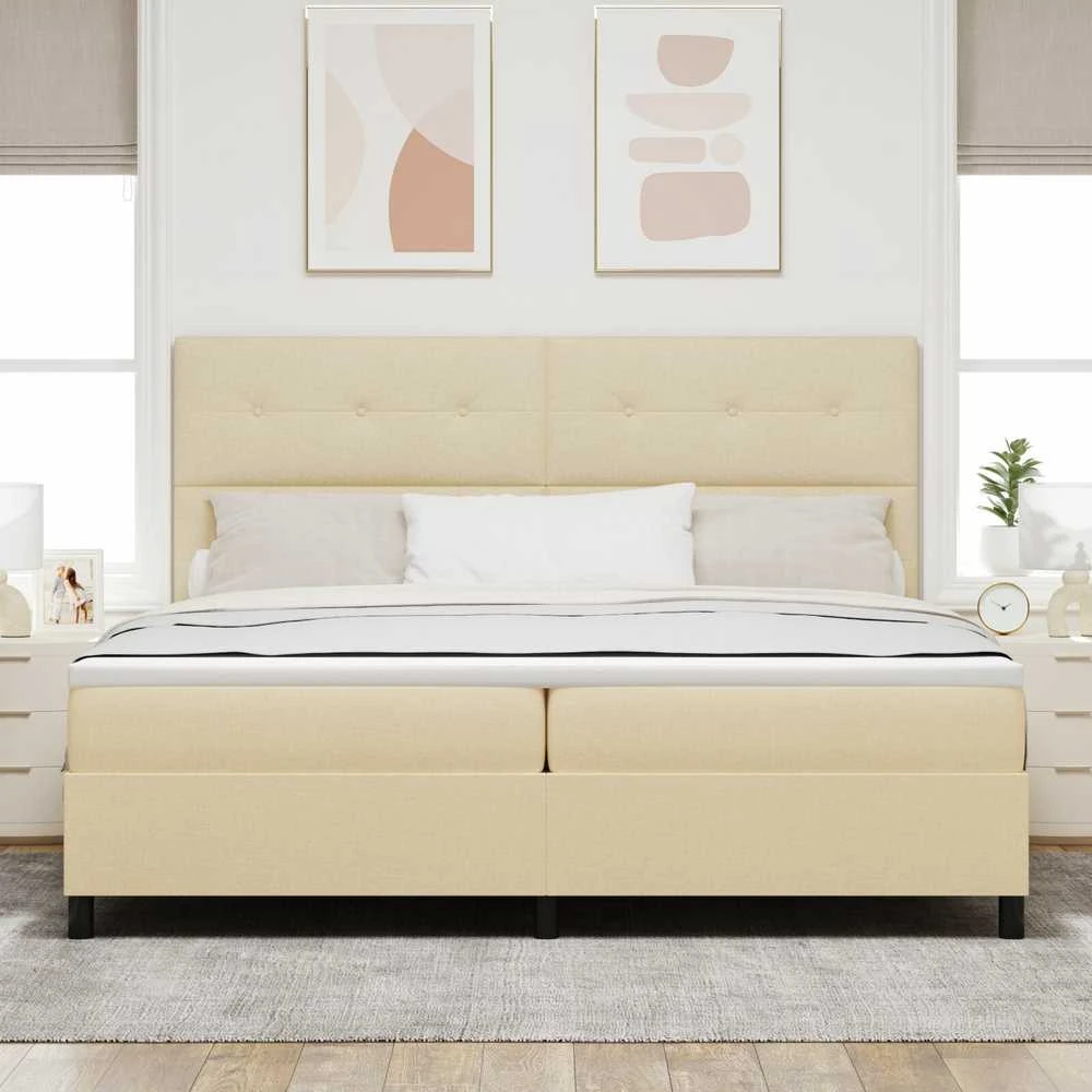 Kiemas lova su galvūgalio Kreminė 200 x 200 cm audinys