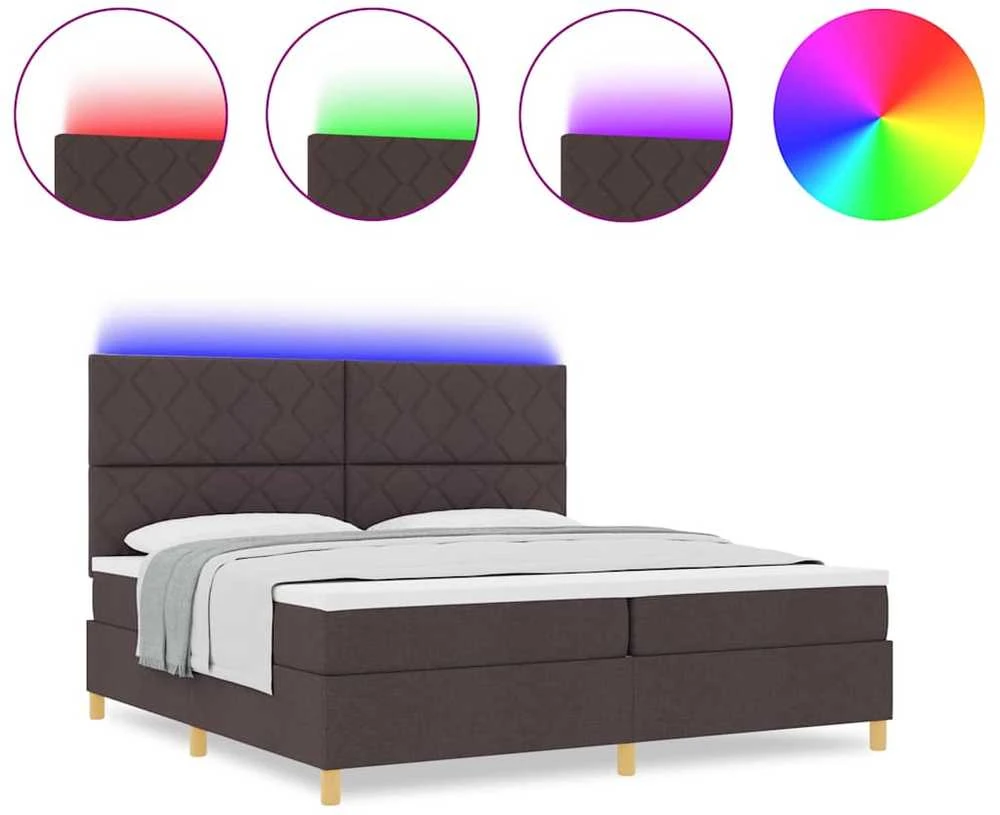 LED Čiužinio Lova Tamsiai rudas 200 x 200 cm audinys