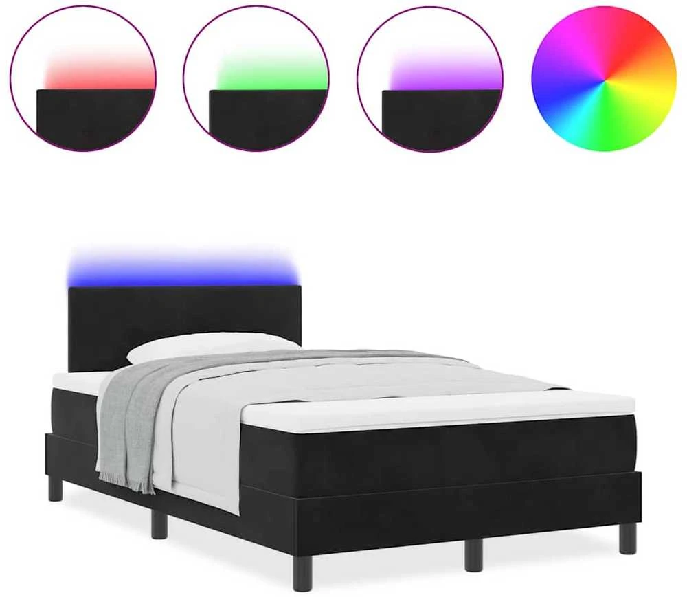 LED Čiužinio Lova su galvūgalio Juoda 120 x 190 cm Aksomas