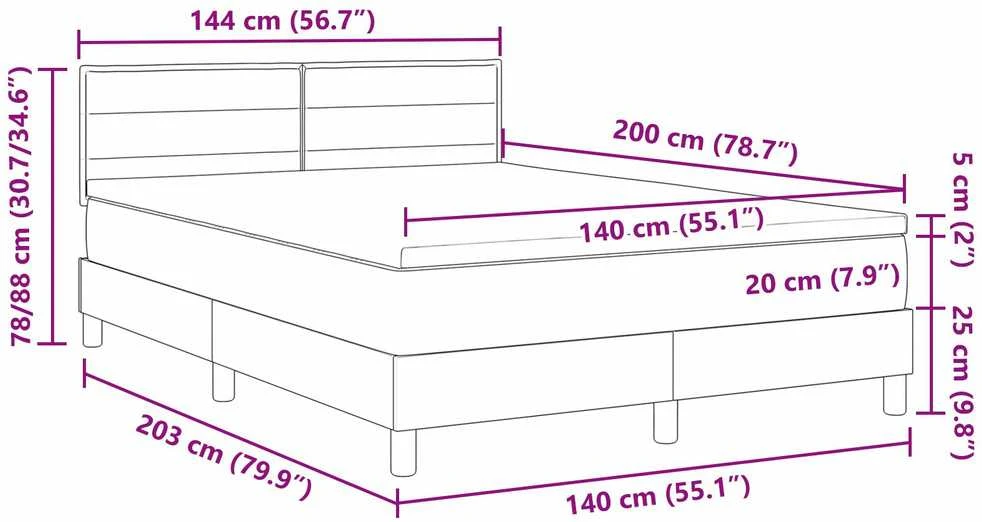 LED Čiužinio Lova Tamsiai pilka 140 x 200 cm audinys