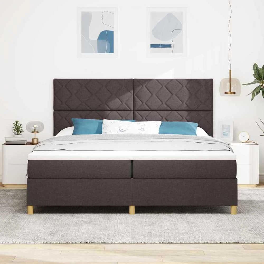 LED Čiužinio Lova Tamsiai rudas 200 x 200 cm audinys
