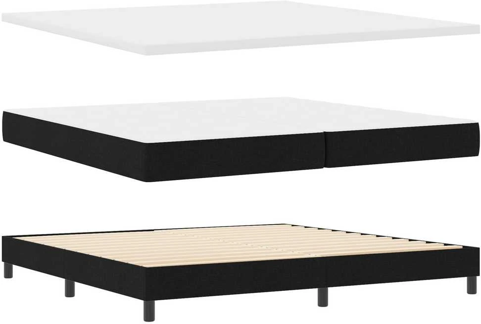 Kiemas lova su galvūgalio Juodas 200 x 200 cm audinys