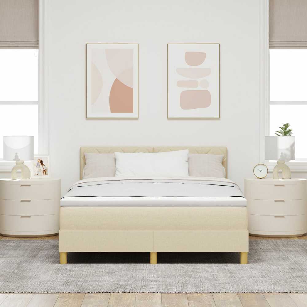 Kiemas lova su pagalve Kreminė 160 x 200 cm audinys