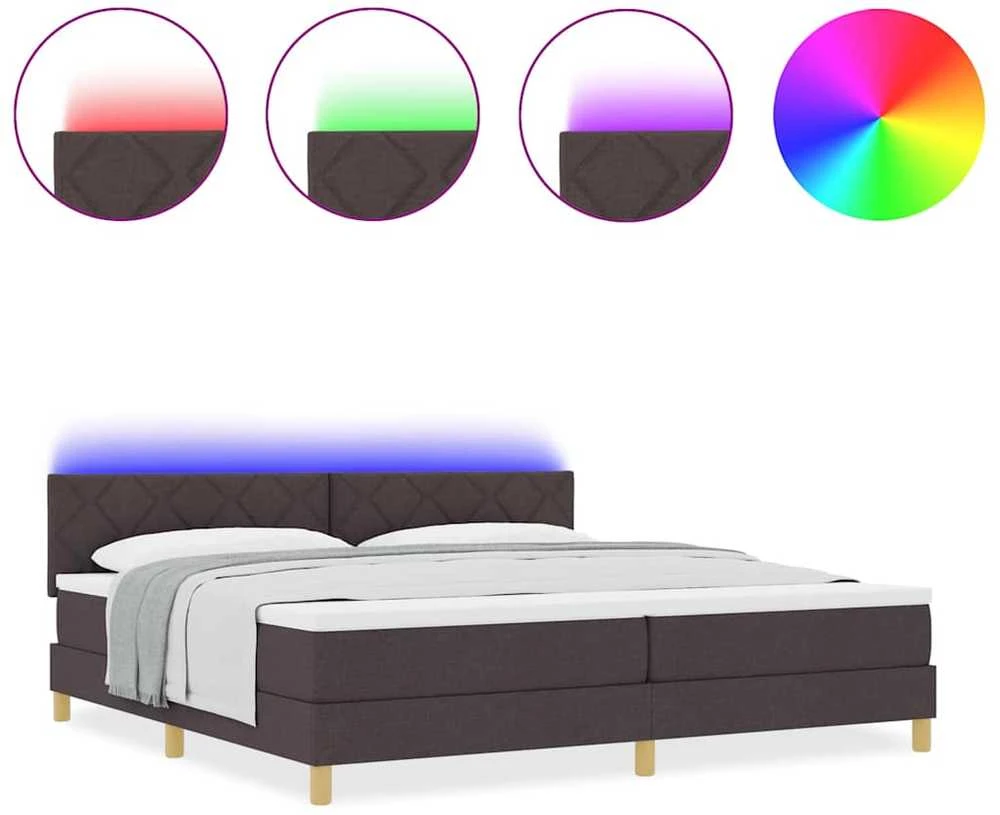 LED Čiužinio Lova Tamsiai rudas 200 x 200 cm audinys
