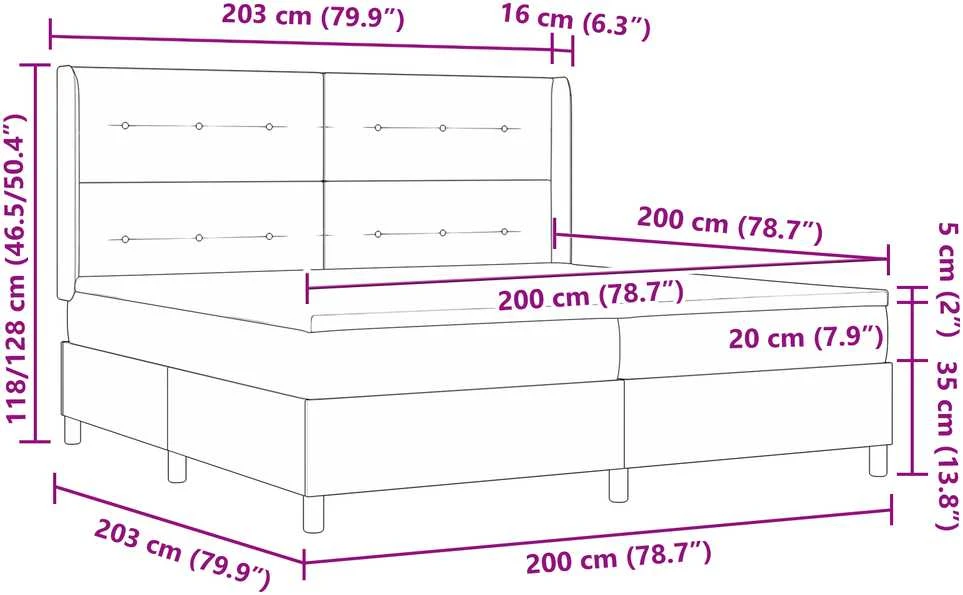 Kiemas lova su čiužiniu Kreminė 200 x 200 cm audinys