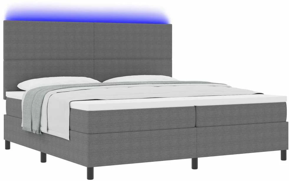 LED Čiužinio Lova Šviesiai pilka ir balta. 200 x 200 cm