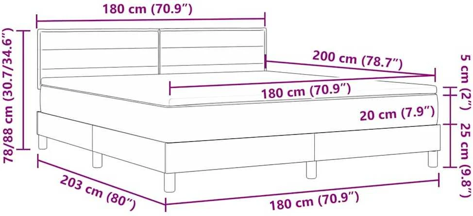 Kiemas lova su LED juostelėmis Juoda 180 x 200 cm audinys