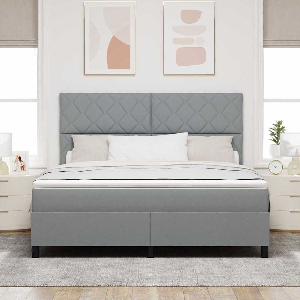 Kiemas lova su galvūgalio Šviesiai pilka 180 x 200 cm audinys