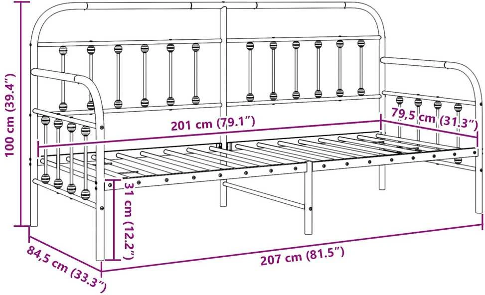 Dienos lovos rėmas Balta 80 x 200 cm