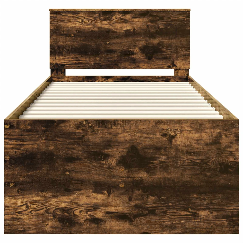 Dienos lova Rūkyto ąžuolo ir juoda 90 x 200 cm Apdirbta mediena