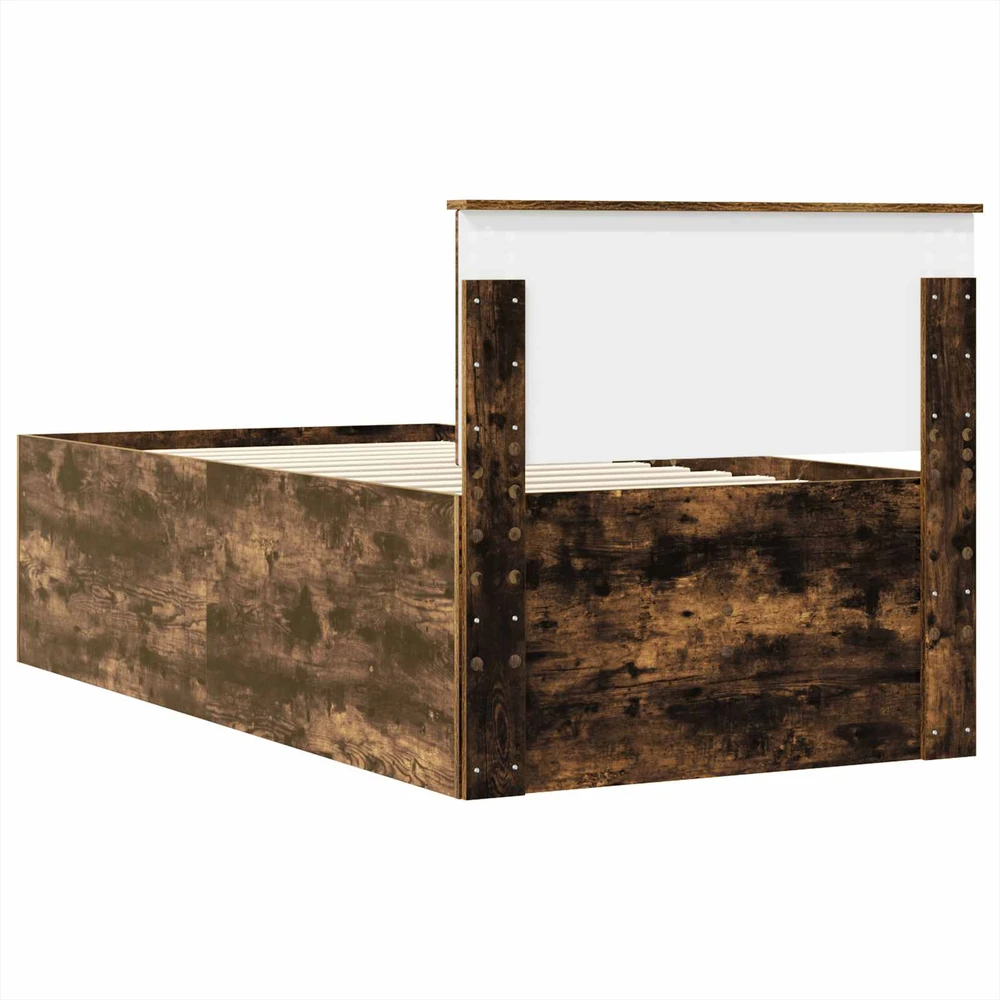 Dienos lova Rūkyto ąžuolo ir juoda 90 x 200 cm Apdirbta mediena