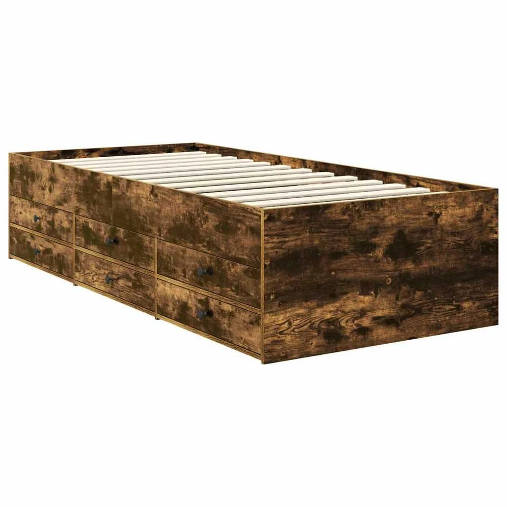 Dienos lova Rūkyto ąžuolo ir juoda 90 x 200 cm Apdirbta mediena