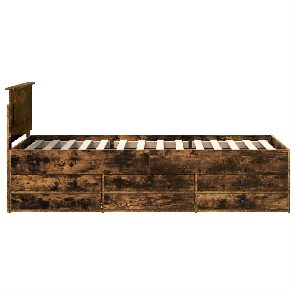 Dienos lova Rūkyto ąžuolo ir juoda 90 x 200 cm Apdirbta mediena