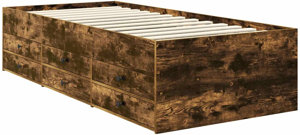 Dienos lova Rūkyto ąžuolo ir juoda 90 x 200 cm Apdirbta mediena