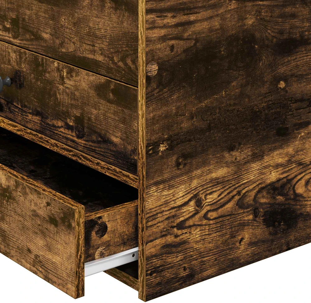 Dienos lova Rūkyto ąžuolo ir juoda 90 x 200 cm Apdirbta mediena