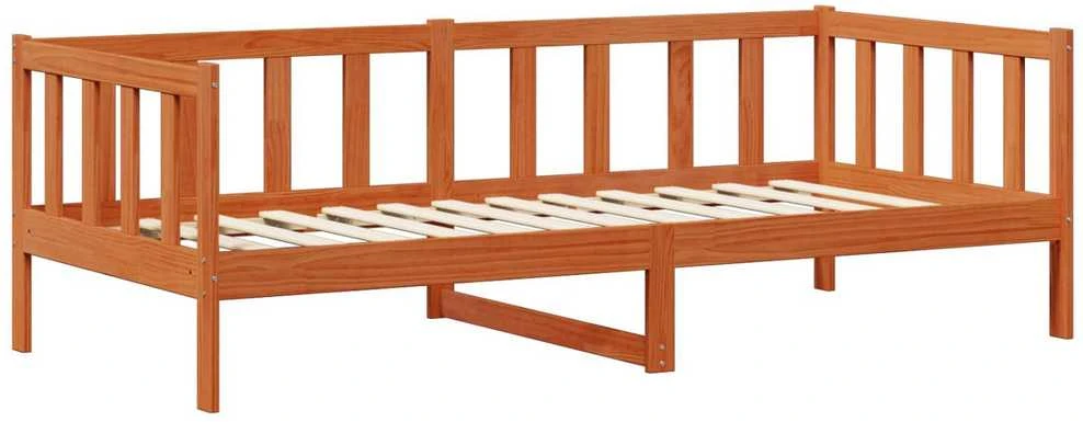 Dienos lova su galvūgalio Vaškas rudas ir baltas 90 x 200 cm