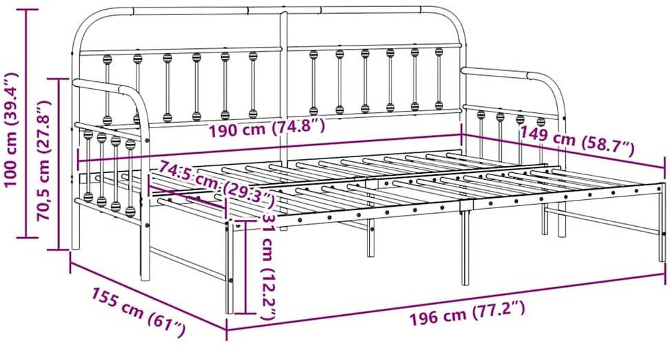 Lova Dienos lovos rėmas Balta 75 x 190 cm