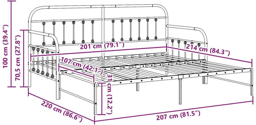 Lova Dienos lovos rėmas Balta 107 x 203 cm