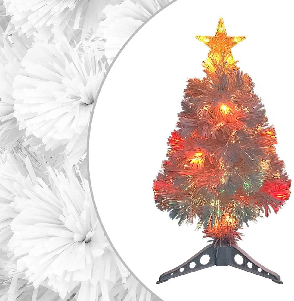 Dirbtinė apšviesta Kalėdų eglutė, balta, 64cm, optinis pluoštas