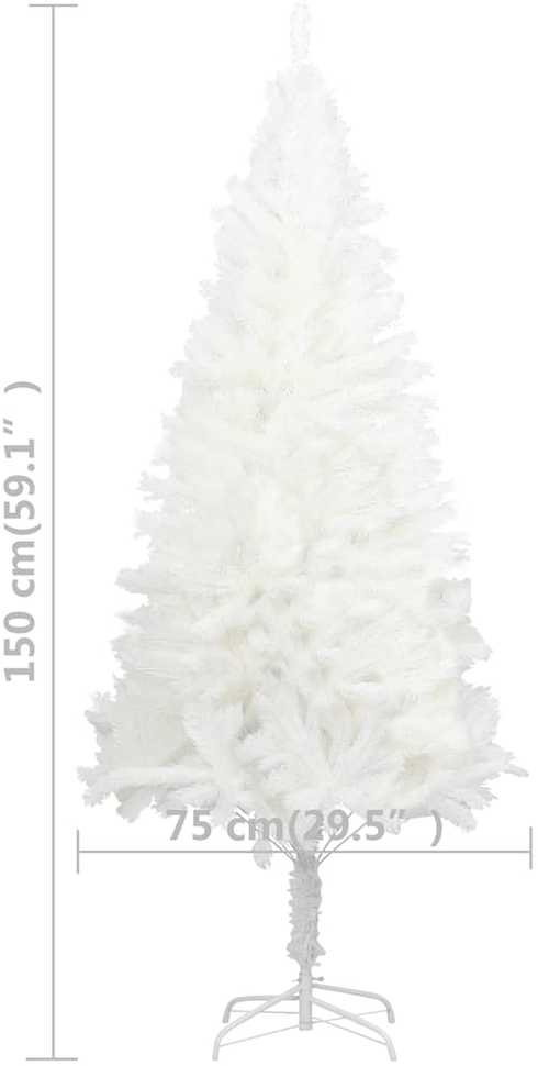 Dirbtinė apšviesta Kalėdų eglutė su žaisliukais, balta, 150cm