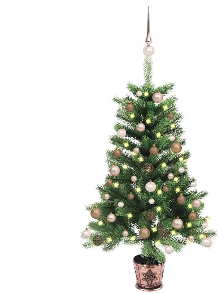 Dirbtinė apšviesta Kalėdų eglutė su žaisliukais, žalia, 90cm