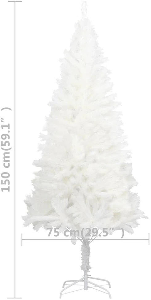 Dirbtinė apšviesta Kalėdų eglutė su žaisliukais, balta, 150cm