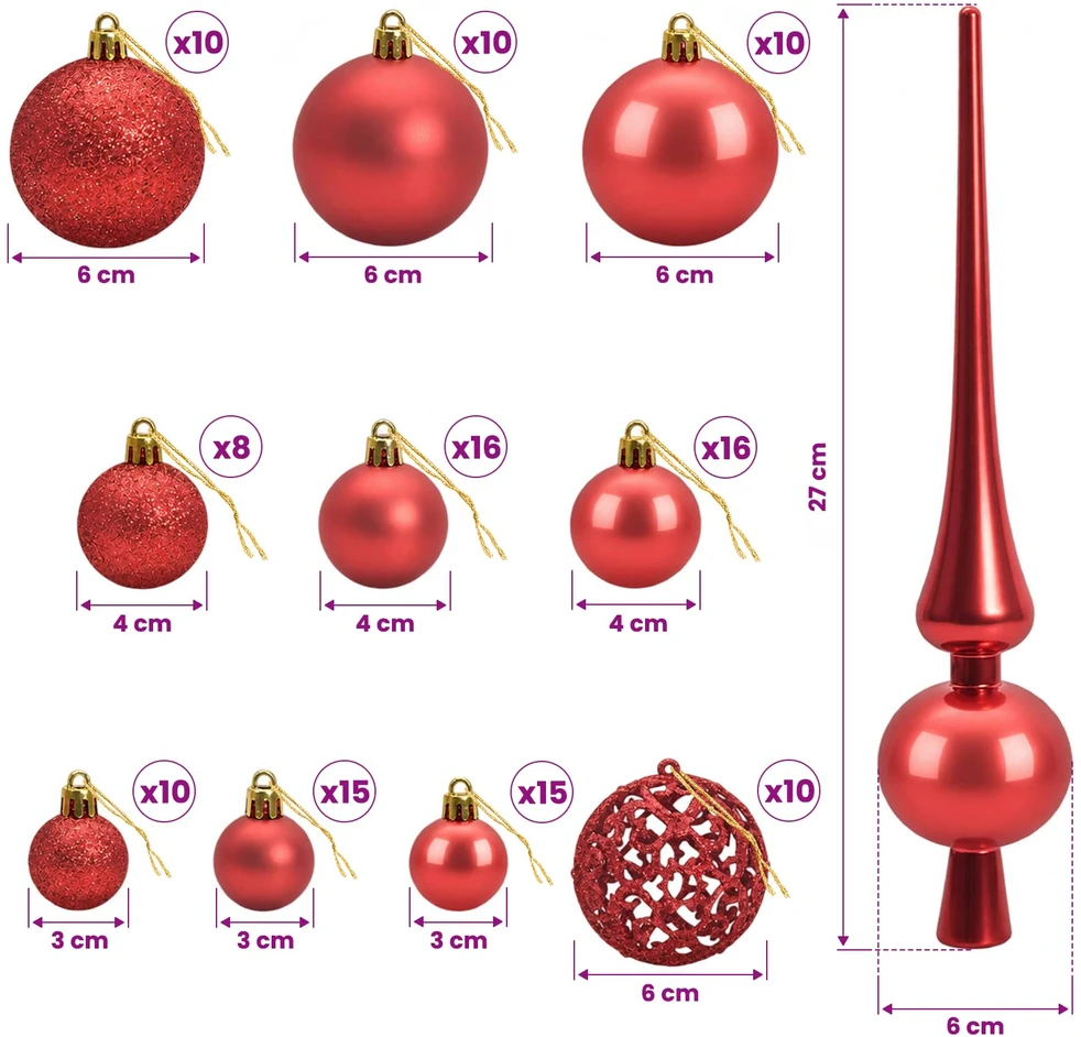 Dirbtinė eglutė su lankstomomis šakomis ir bumbulais 180 cm