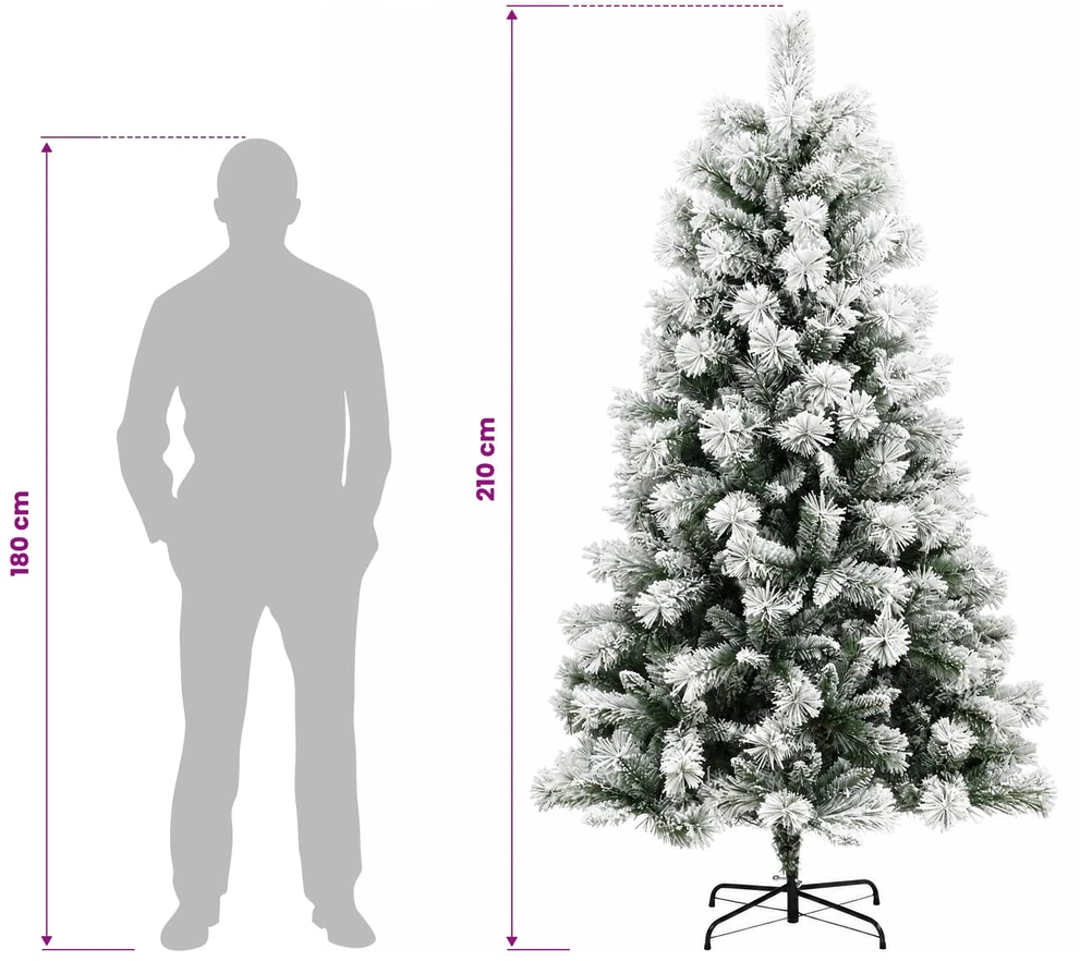 Dirbtinė eglutė su lankstomomis šakomis ir bumbulais 210 cm