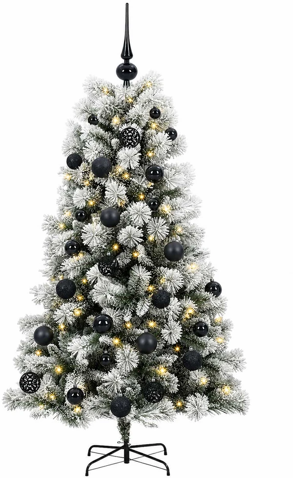 Dirbtinė eglutė su lankstomomis šakomis ir bumbulais 150 cm