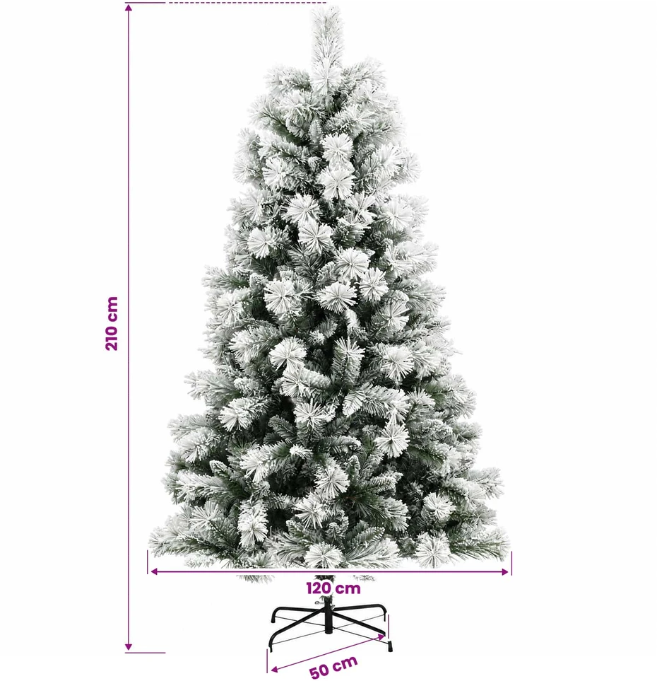 Dirbtinė eglutė su lankstomomis šakomis ir bumbulais 210 cm
