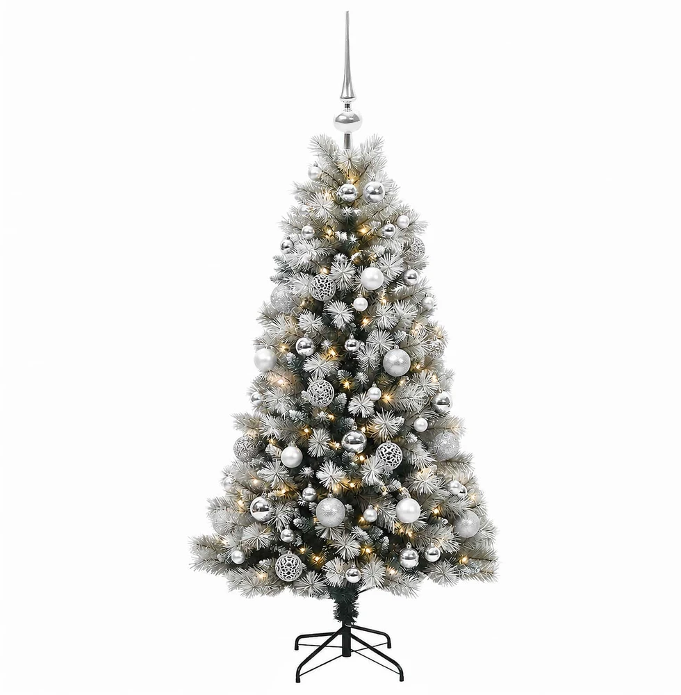 Dirbtinė eglutė su lankstomomis šakomis ir bumbulais 120 cm