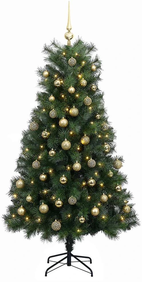 Dirbtinė eglutė su lankstomomis šakomis ir bumbulais 240 cm