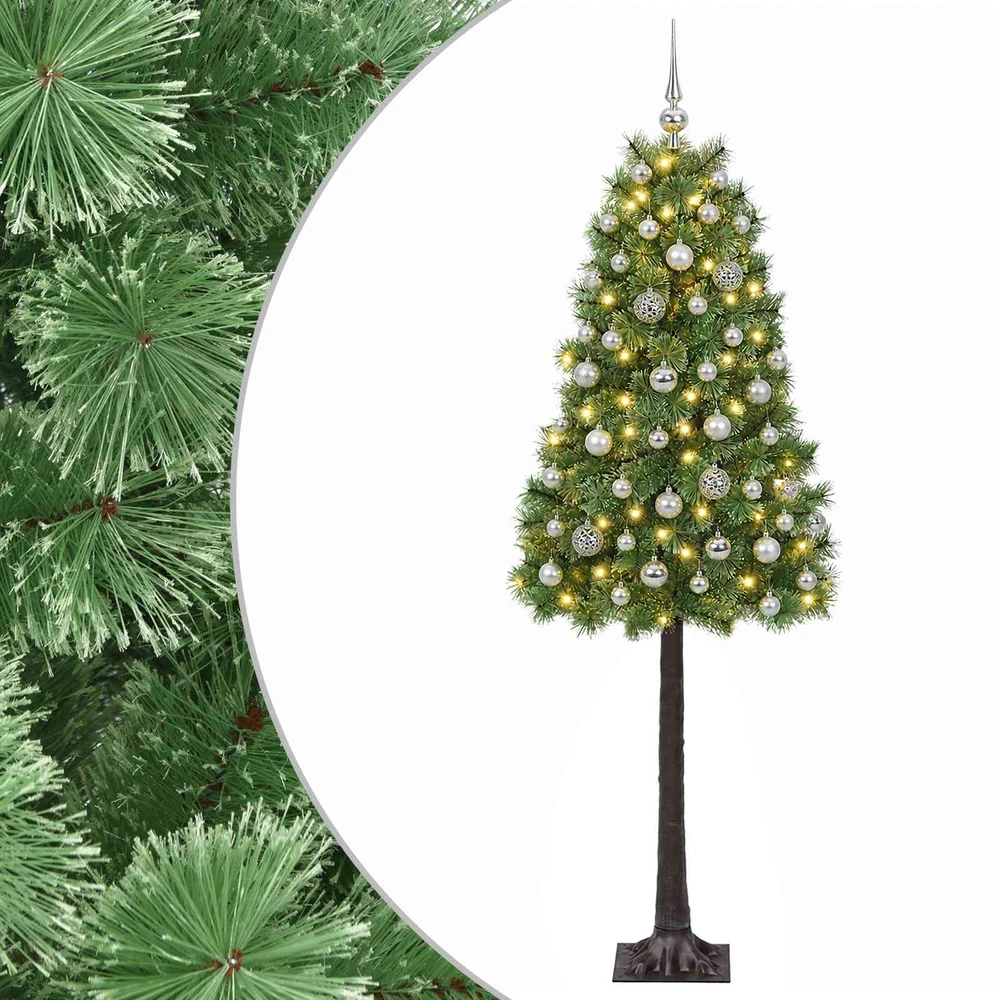 Dirbtinė eglutė su lankstomomis šakomis ir bumbulais 150 cm