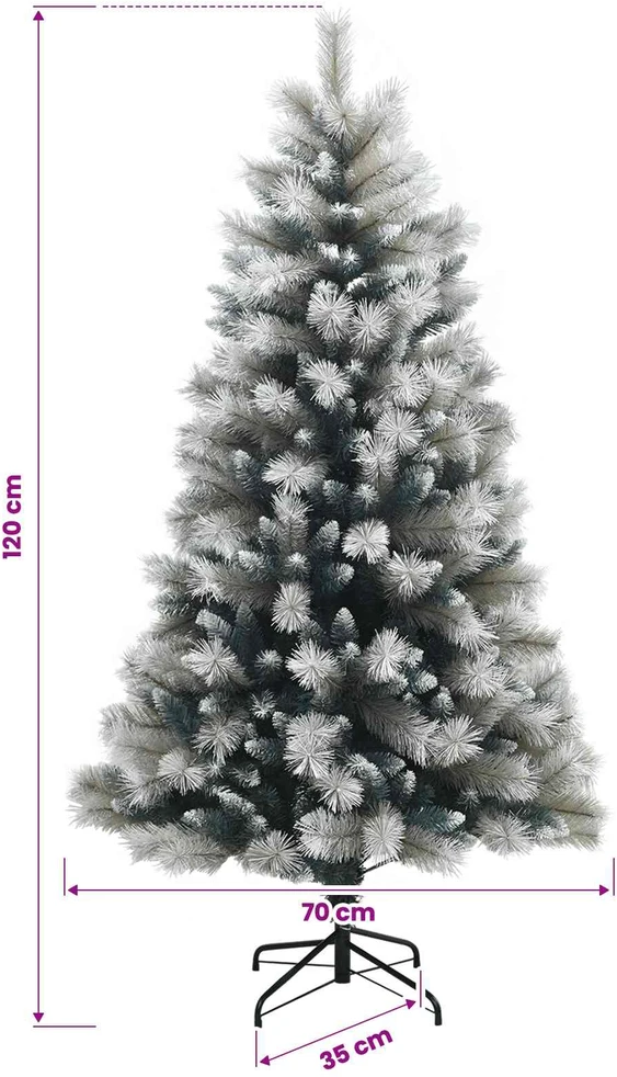 Dirbtinė eglutė su lankstomomis šakomis ir bumbulais 120 cm