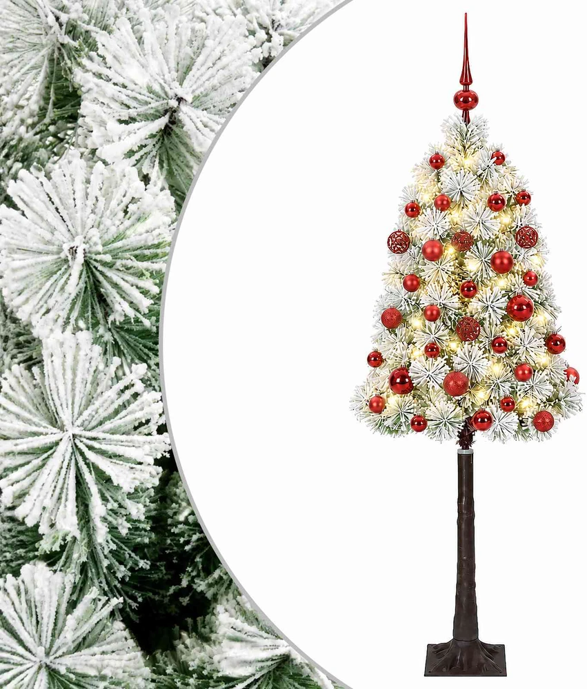 Dirbtinė eglutė su lankstomomis šakomis ir bumbulais 120 cm