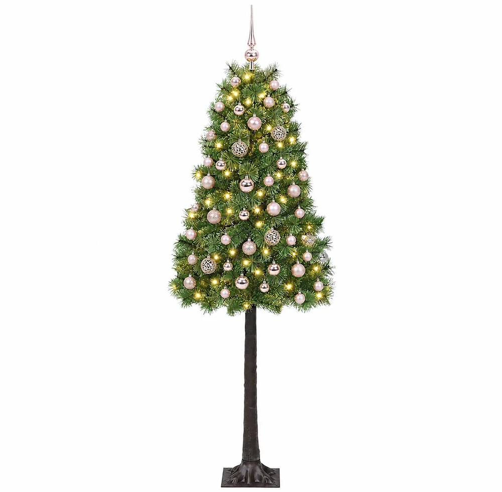 Dirbtinė eglutė su lankstomomis šakomis ir bumbulais 150 cm