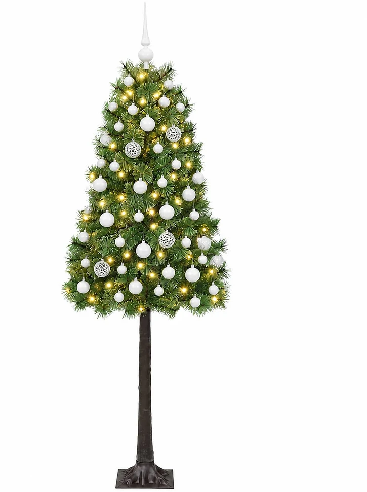 Dirbtinė eglutė su lankstomomis šakomis ir bumbulais 120 cm