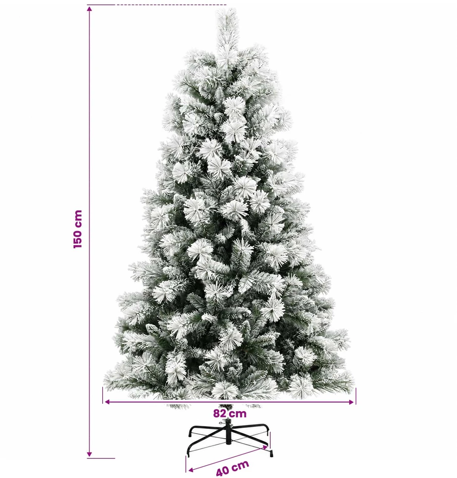 Dirbtinė eglutė su lankstomomis šakomis ir bumbulais 150 cm